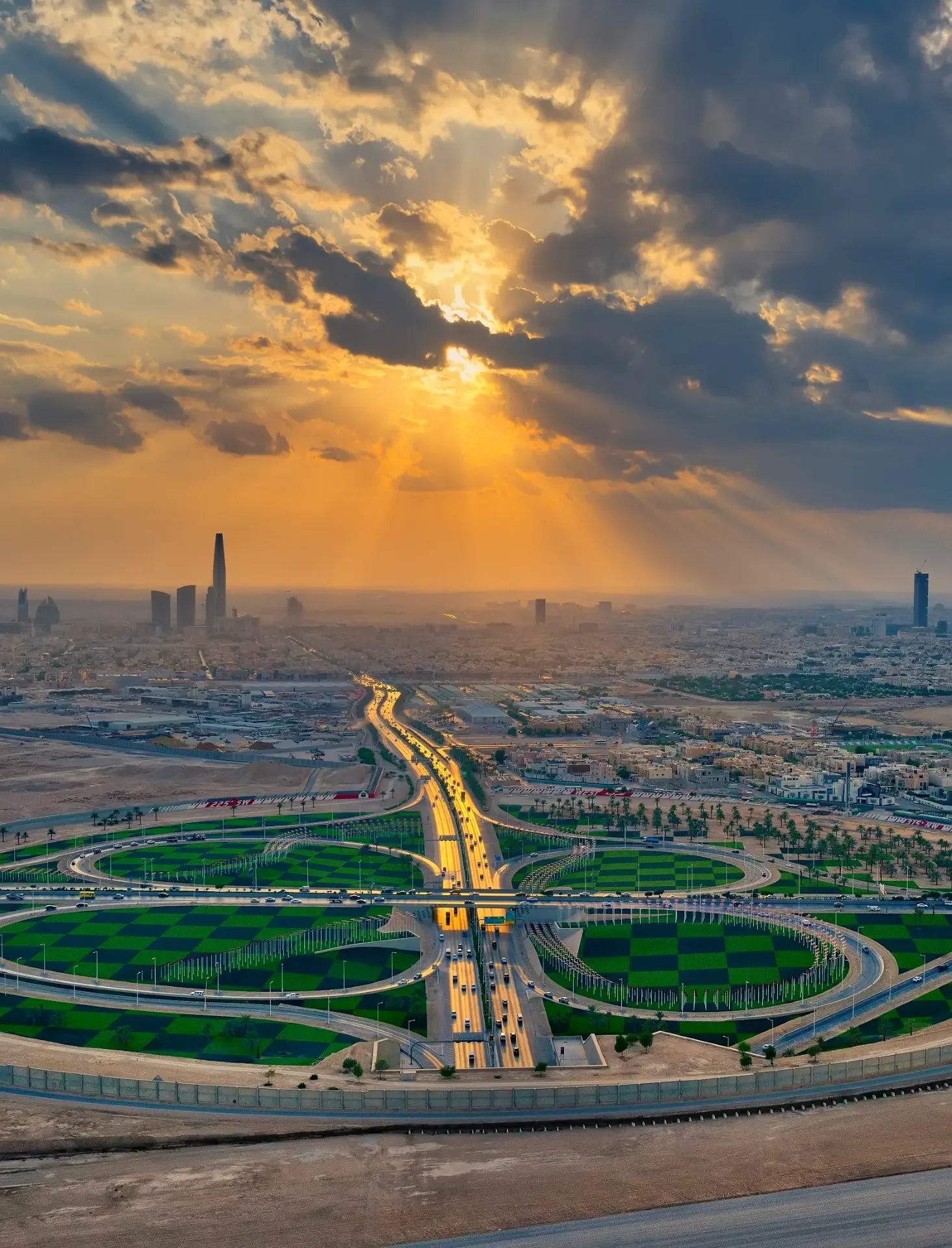 The Riyadh skyline at sunset